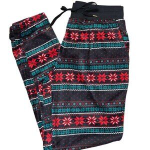 NWT Women’s Small Christmas Jogger Pants Black Fair Isle Holiday Cozy Lounge